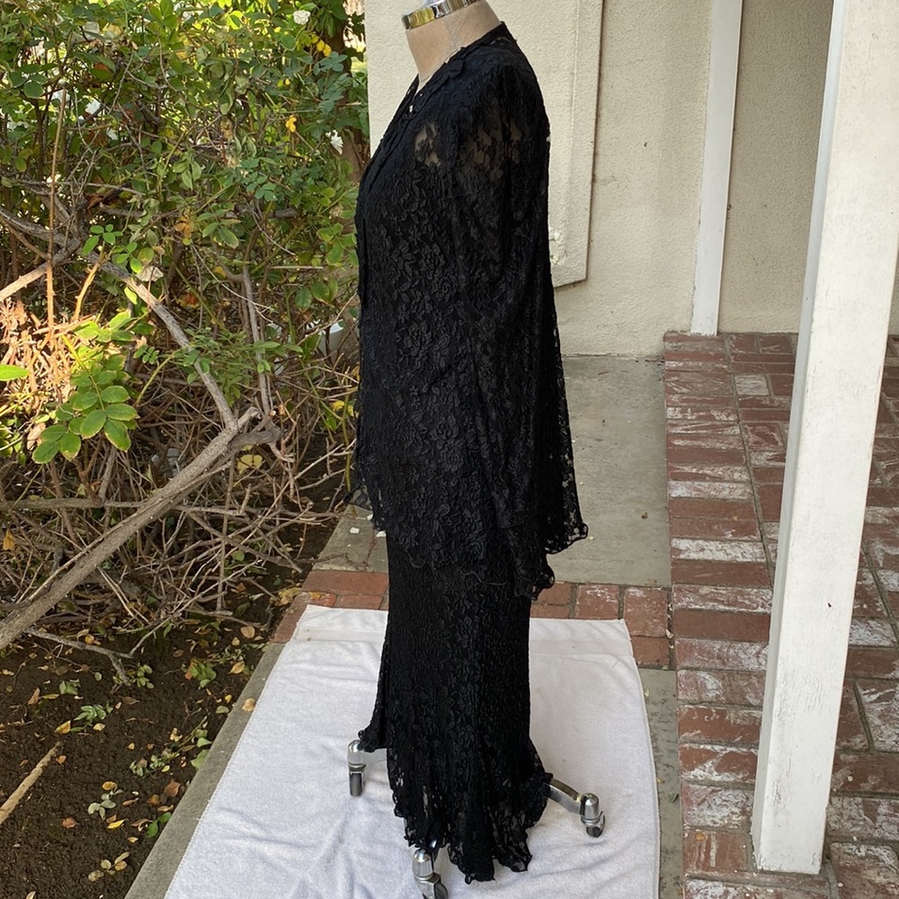 SARA MIQUE VINTAGE BLACK SILK FRENCH LACE - Picture 10 of 16